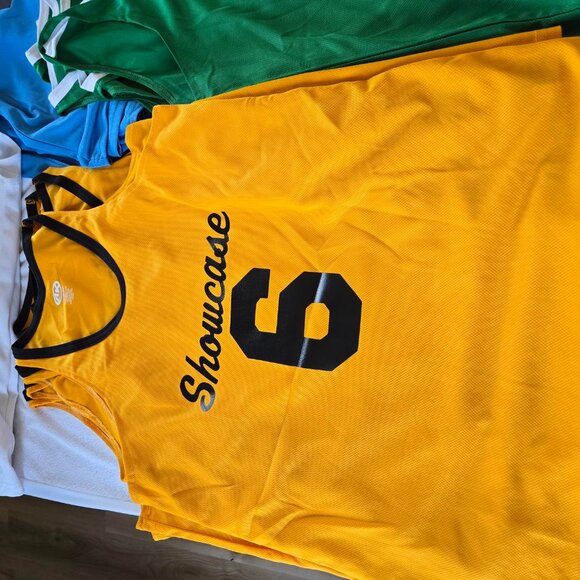 EUC Lot of 11 YELLOW Athletic Knit women's basketball jerseys pinnies tanks - Picture 1 of 2
